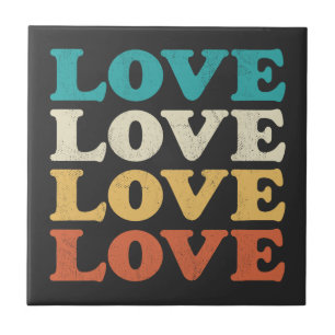 70s Liefde Retro Distressed Repeat Type Tegeltje