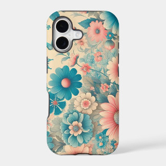 70s Meadow Blauw & Roze Bloemen