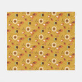 70s Mid Century Moderne Bloemenmosterd Fleece Deken (Voorkant (Horizontaal))