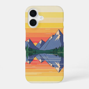 70s Minimalistische Zonsondergang Meer iPhone 16 Hoesje
