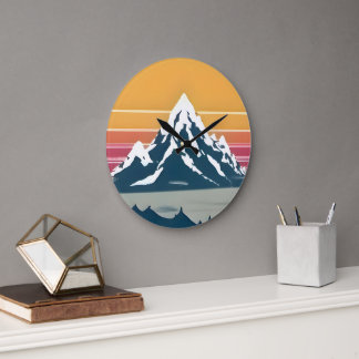 70s Mountain Sunset Muur Klok
