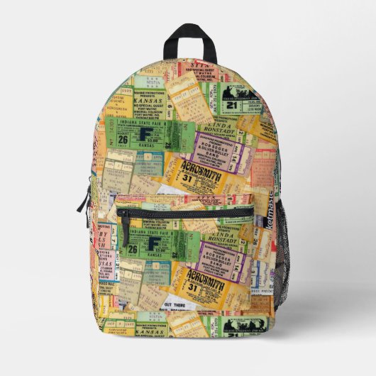 70s Muziek Concert Tickets Rugzak (Voorkant)