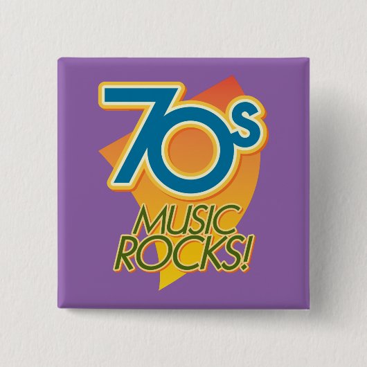 70s Muziek Rocks! Vierkante Button 5,1 Cm (Voorkant)