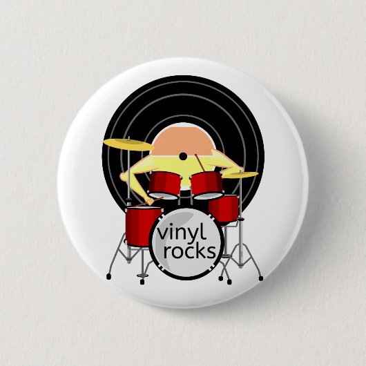 70S MUZIEK VINYLDRUMS RONDE BUTTON 5,7 CM (Voorkant)