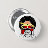 70S MUZIEK VINYLDRUMS RONDE BUTTON 5,7 CM (Voorkant /achterkant)