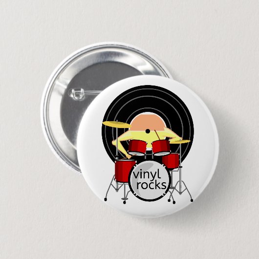 70S MUZIEK VINYLDRUMS RONDE BUTTON 5,7 CM (Voorkant /achterkant)