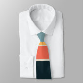 70s Navy blauw geel roze strepen patroon Stropdas (Gebonden)