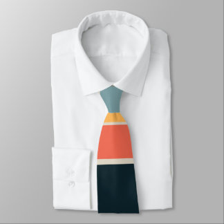 70s Navy blauw geel roze strepen patroon Stropdas