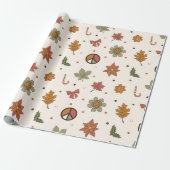 70s Nostalgia Retro Vrede en Kerstmis Cadeaupapier (Uitgerold)