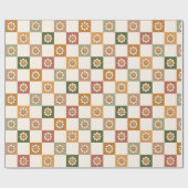 70s Nostalgie Retro Gelukkig Gezicht Bloem Kerstmi Cadeaupapier (Vlak)