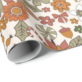 70s Nostalgie Retro Groovy Bloem Kerstmis Cadeaupapier (Rol Hoek)