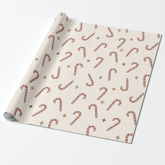 70s Nostalgie Retro Groovy Candy Cane Kerstmis Cadeaupapier (Uitgerold)
