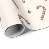 70s Nostalgie Retro Groovy Candy Cane Kerstmis Cadeaupapier (Rol Hoek)