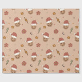 70s Nostalgie Retro Groovy Gelukkig Gezicht Kerstm Cadeaupapier (Vlak)