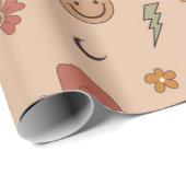 70s Nostalgie Retro Groovy Gelukkig Gezicht Kerstm Cadeaupapier (Rol Hoek)