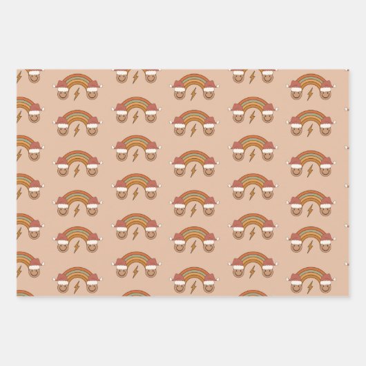 70s Nostalgie Retro Groovy Kerstmis Inpakpapier Vel (Voorkant 2)