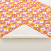 70s oranje bloemen sherpa deken (3/4)