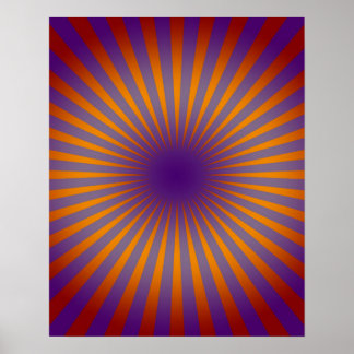 70s Paarse Oranje Star Burst Wall Art Poster