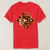 70s Pattern Retro Inustrial in Oranje en donker Br T-shirt (Design voorkant)