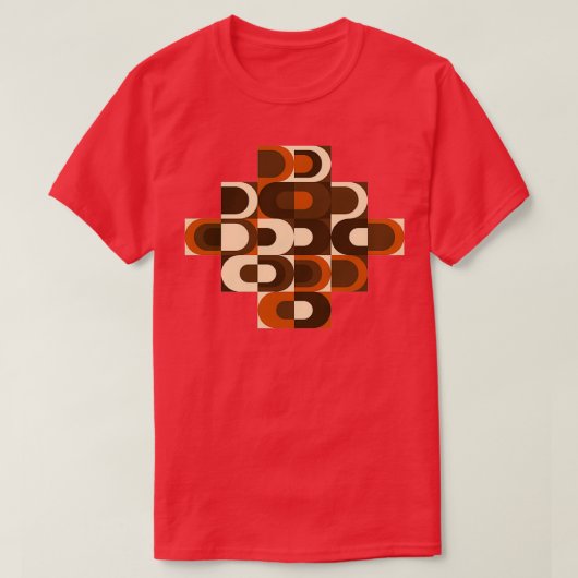 70s Pattern Retro Inustrial in Oranje en donker Br T-shirt (Design voorkant)