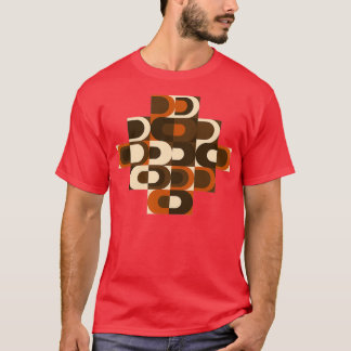 70s Pattern Retro Inustrial in Oranje en donker Br T-shirt
