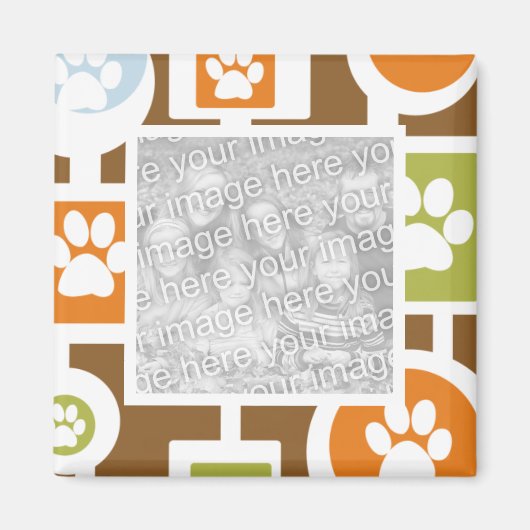 70's Paw Print Patroon Fotomagneten Magneet (Voorkant)