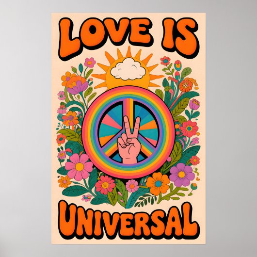 70s Peace symbol  Pop Art Poster (Voorkant)