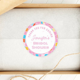 70s Pink Disco Vrijgezellenfeest Bedankt voor je k Ronde Sticker