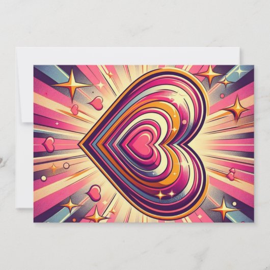 70s pop art hart/Valentijns- Beker Feestdagenkaart (Voorkant)