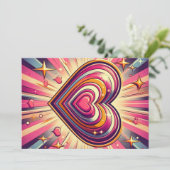 70s pop art hart/Valentijns- Beker Feestdagenkaart (Staand voorkant)