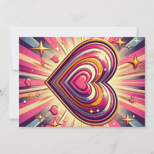 70s pop art hart/Valentijnsmorgen  mokka Feestdagenkaart