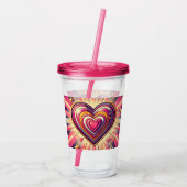 70s pop kunst hart/Valentijns Mok Acryl Drinkbeker (Achterkant)