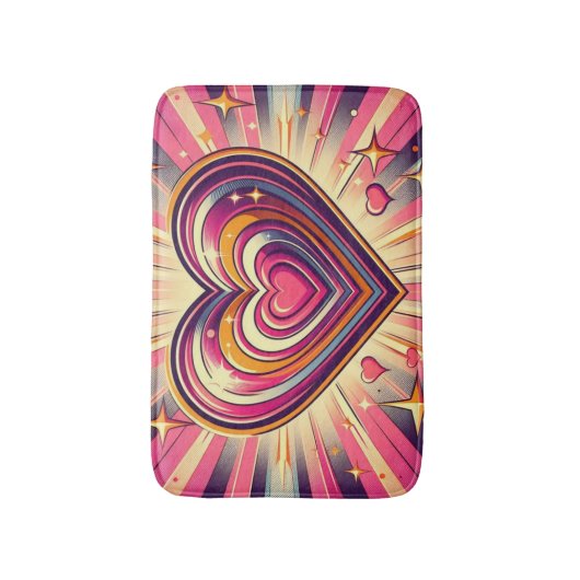 70s pop kunst hart/Valentijns Mok Badmat (Voorkant Verticaal)