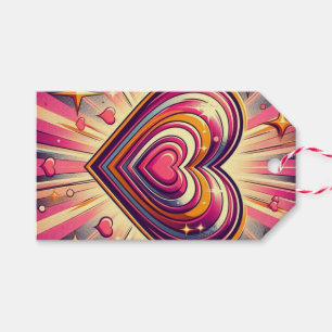 70s pop kunst hart/Valentijns Mok Cadeaulabel