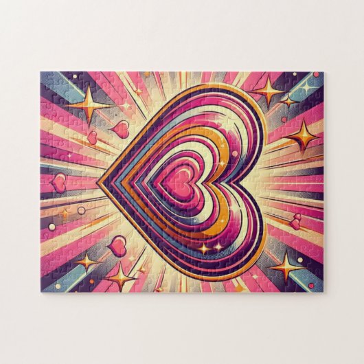 70s pop kunst hart/Valentijns Mok Legpuzzel (Horizontaal)