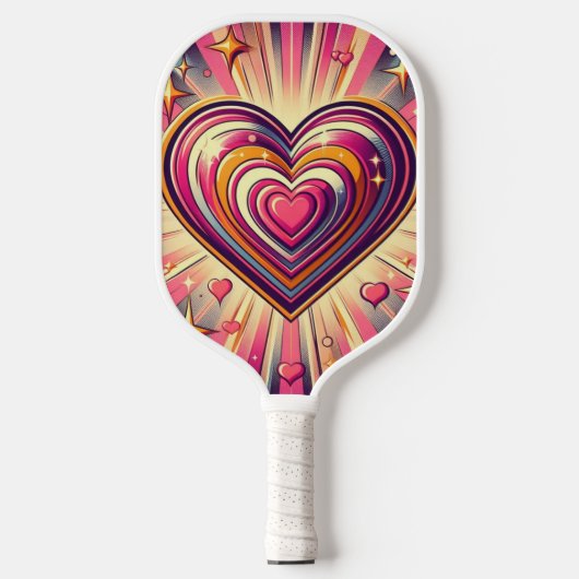 70s pop kunst hart/Valentijns Mok Pickleball Paddle (Voorkant)