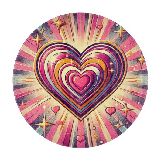 70s pop kunst hart/Valentijns Mok Snijplank (Voorkant)