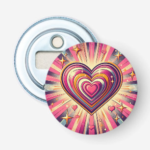 70s pop kunst hart/Valentijnse Button Flesopener