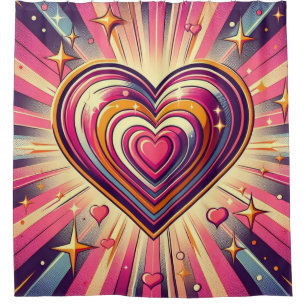 70s pop kunst hart/Valentijnse Douchegordijn