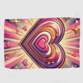 70s pop kunst hart/Valentijnse  Golfhanddoek (Horizontaal)