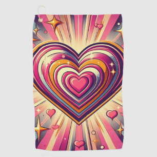 70s pop kunst hart/Valentijnse  Golfhanddoek