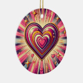 70s pop kunst hart/Valentijnse Keramisch Ornament (Rechts)