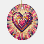 70s pop kunst hart/Valentijnse Keramisch Ornament (Links)