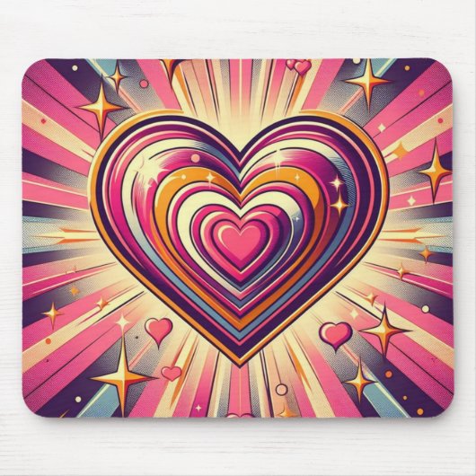 70s pop kunst hart/Valentijnse  Muismat (Voorkant)