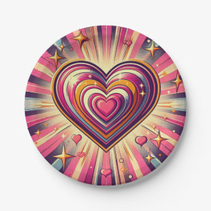 70s pop kunst hart/Valentijnse  Papieren Bordje