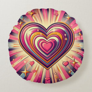 70s pop kunst hart/Valentijnse Rond Kussen
