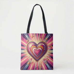 70s pop kunst hart/Valentijnse  Tote Bag