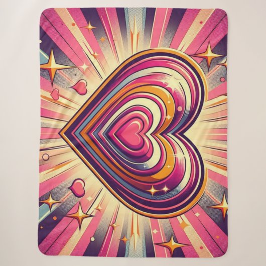 70s popart hart/Valentijnsdag Sherpa Deken (Voorkant)