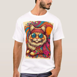 70's psychedelic cat t-shirt
