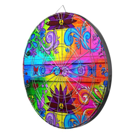 70's psychedelic dart board dartbord (Voorkant Rechts)